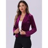 INSPIRE CHIC Women's 1 Button Lapel Collar Business Office Crop Suit Velvet Blazer - 2 of 4