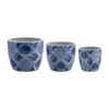 Sagebrook Home 3pc Chinoiserie Ceramic Indoor Outdoor Planter Pots Blue/White: Rust-Resistant, Hand-Painted, No Drainage Holes - 3 of 4