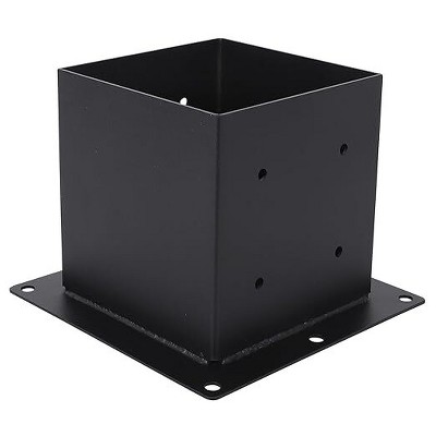 Heavy Duty Powder-Coated Post Anchor, Deck Post Brackets Support Deck Base Plate Pergola Brackets Fence Kit Mailbox Mount, Black
