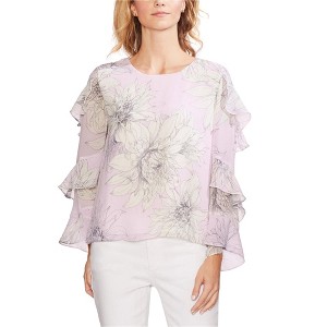 Vince Camuto Womens Tiered-Sleeve Blossoms Floral Ruffled Blouse - 1 of 1
