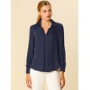 INSPIRE CHIC Women's Elegant V Neck Long Sleeve Office Work Satin Shirt - 3 of 4