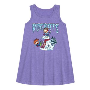 Girls' - Rugrats - Snowball Fight Graphic Sleeveless Aline Dress - 1 of 4
