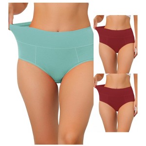 Allegra K Women's High Waist Available in Plus Size Tummy Control Briefs 3 Packs - 1 of 4
