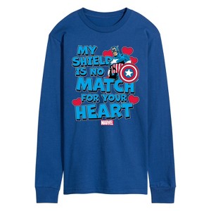 Men's - Marvel - Captain America My Shield Valentine Long Sleeve Graphic T-Shirt - 1 of 4