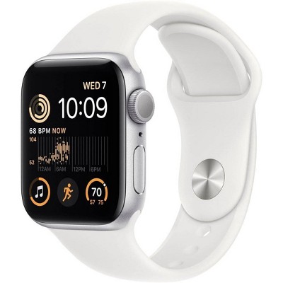 Apple Watch SE GPS 40mm Silver Aluminum Case with White Sport Band - M/L (2022, 2nd Generation) - Target Certified Refurbished