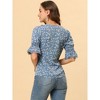 INSPIRE CHIC Women's Ruffle V Neck Puff Sleeve Summer Casual Chiffon Peasant Top - 3 of 4