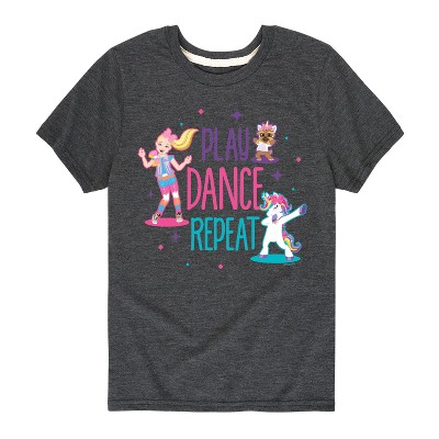 JoJo Siwa Play Dance Repeat Short Sleeve Graphic T-Shirt - Heather Charcoal - 5T