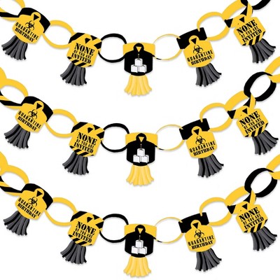 Big Dot of Happiness Happy Quarantine Birthday - 90 Chain Links and 30 Paper Tassels Decor Kit- Social Distancing Party Paper Chains Garland - 21 feet