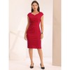 Hobemty Women's Sweetheart Neck Cap Sleeve Pleated Side Work Pencil Dresses - 3 of 4
