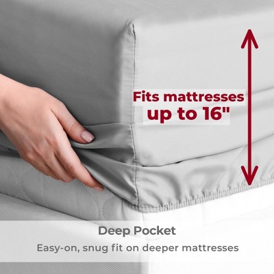 Full Chevron Gray Microfiber Deep Pocket Sheet Set