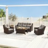 Spruce & Spring Outdoor Wicker Patio Outdoor Sofa Swivel Chair Coffee Table - 2 of 4