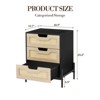 Rattan Nightstand with 3 Drawers, 18.9" Compact Bedside Table for Small Spaces - Engineered Wood & Steel Frame - 3 of 4