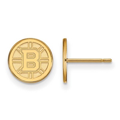 Black Bow Jewelry 14k Yellow Gold Boston Bruins NHL Stud Earrings