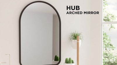 Soft Curves Brass-Finish Arch Nursery Dresser Mirror 34"x36"