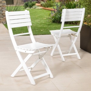PAGED Patio Dining Chairs,Modern Outdoor Dining Chairs with Folding Style,Armless Wood Chairs Suitable for Patio,Garden,2pc - 1 of 4