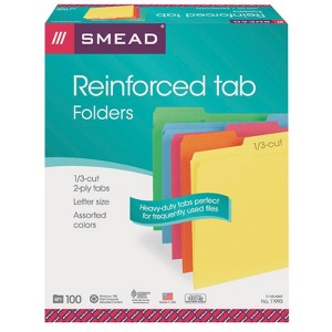 File Folders, Reinforced 1/3-Cut Tab, Letter Size, Assorted Colors, Box of 100 - 1 of 1