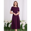INSPIRE CHIC Women's Boat Neck Short Sleeve Pleated Work A-Line Midi Dress - 2 of 4