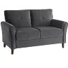 TiramisuBest Modern Dark Gray Loveseat Sofa, Textured Fabric 2-Seater Couch with Rounded Arms, Attached Cushions for Living Room, Bedroom - 3 of 4
