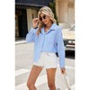 Coolmee Women's Striped Button Down Shirts Casual Long Sleeve Boyfriend Loose Collared Blouses Tops - 3 of 4