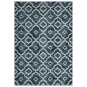 Washable Modern Geometric Rug Non Slip Low Pile Rug Retro Throw Floor Cover Foldable Indoor Carpet for Living Room Bedroom - 1 of 4
