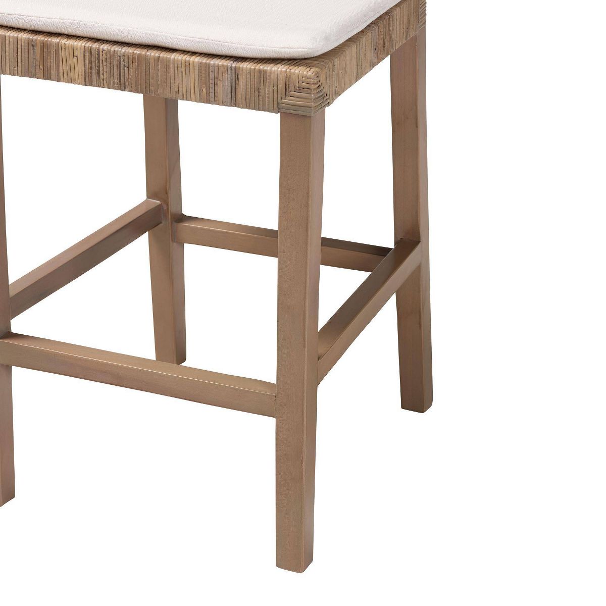 bali & pari Poltak Natural Rattan and Mahogany Wood Counter Height Barstool Kubu Gray/Rustic Taupe - thumbnail 7
