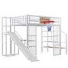 YOOCOZZ Full Size Metal Loft bed with Built-in Desk, Open Wardrobe, Basketball hoop, Slide and Staircase - 2 of 4