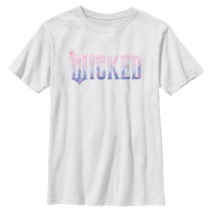 Boys Wicked: For Good Floral Pink and Purple Logo T Shirt - 1 of 4