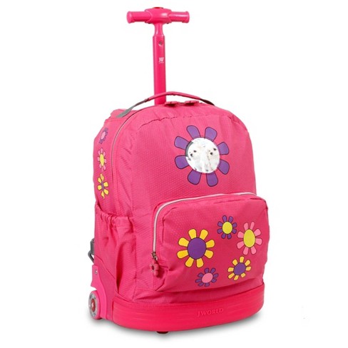 JWorld Lollipop 16 Rolling Backpack with Lunch Kit - Pink/Blue