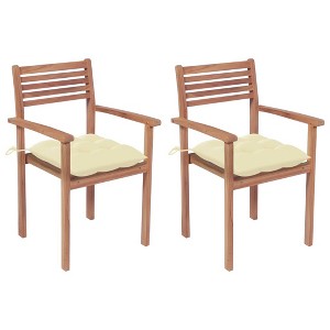 vidaXL Patio Chairs 2 pcs with Cream White Cushions Solid Teak Wood - 1 of 4