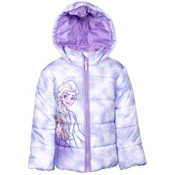 Disney Frozen Princess Anna Elsa Girls Zip Up Winter Coat Puffer Jacket Toddler