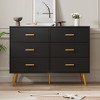 Whizmax White 6 Drawer Dresser with Storage Space, Modern Wooden Dresser with Gold Handles, Chest Dresser with Deep Drawers for Bedroom, Living Room - 3 of 4
