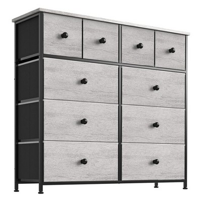 REAHOME 10 Drawer Steel Frame Bedroom Storage Organizer Chest Dresser with Waterproof Top, Adjustable Feet, and Wall Safety Attachment