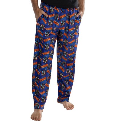 Marvel Comics Men's Thor Comic Allover Print Loungewear Pajama Pants Blue