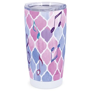 Elanze Designs Mermaid Scales Music Notes Wrap-Around Design 20 Ounce Stainless Steel On-The-Go Coffee Mug, Thermal Travel Tumbler with Leak Resistant - 1 of 4