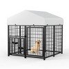 LAOTIES Large Outdoor Dog Kennel,Heavy Duty 4 x 4 x 4.25 FT Pet Run Enclosure with Rotating Feeder Bowls,Removable Waterproof Roof - 3 of 4