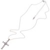 Anna-Kaci Silver Tone Cross Pendant Necklace with Heart-Shaped Gemstone Accents - Silver - 3 of 4