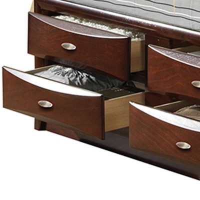 Espresso Queen Wood Storage Bed with Headboard and Drawers
