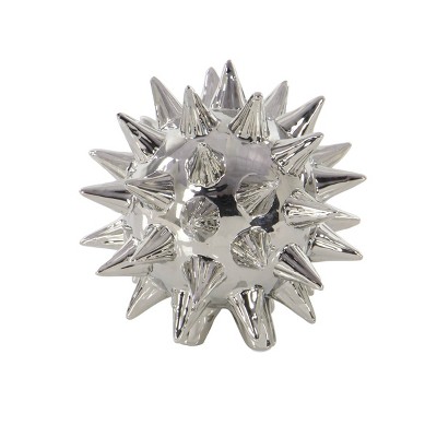 Set of 3 Modern Ceramic Spiked Star Figurine Silver - Olivia & May