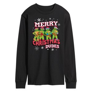 Men's - Teenage Mutant Ninja Turtles - Merry Christmas Dude Long Sleeve Graphic T-Shirt - 1 of 4