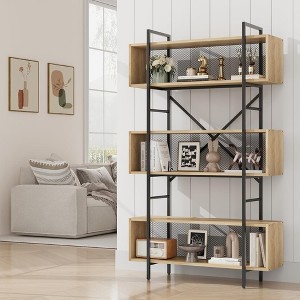 6 Tier Book Shelf with Storage, 71.3 Inch Tall Book Shelf with Open Display Bookshelves, 6 Shelf Bookcase with Metal Frame for Living Room Natural - 1 of 4