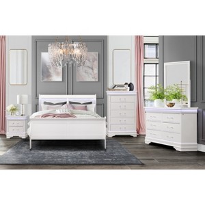 Vynxaria Charlston White Nightstand with LED Lighting ¨C Stylish, Functional, and Spacious 2-Drawer Design for Modern Bedrooms - 1 of 4