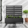 PexFix 47 in. x 47 in. Outdoor Metal Trellis with Planter Box Privacy Screen Garden Fence Wall Applique in Black - 2 of 4