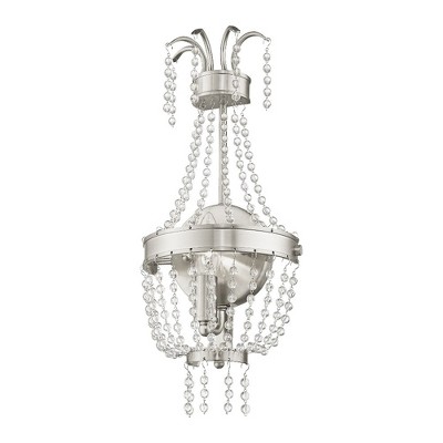 Brushed Nickel Sconce with Clear Crystal Shade