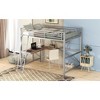 Okak Full Size Metal Bunk Bed with Desk and Shelf Loft Bunk Bed with Ladder & Safety Guardrail for Kids Teens, Easy Assemble, Silver - 2 of 4