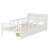 JUJABU Twin Size Bed with Headboard Storage Rack, 2 Under-Bed Drawers & 3-Side Safety Guardrails - 2 of 4