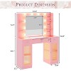 Petrimins Makeup Vanity Table with Glass Top, Mirror, LED Lights, 4 Shelves, Drawers & Cabinets – Vanity Desk for Bedroom Use - 2 of 4