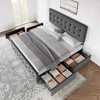 Coolmee Full/Queen/King Size Bed Frame with 4 Storage Drawers and Headboard, Linen Upholstered Platform Bed Frame with Wooden Slats Support - 3 of 4