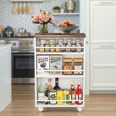MAYEERTY 4-Tier Storage Cart, Slim Rolling Narrow Kitchen Cart for Small Place