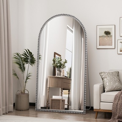 VYNXARIA 66" x35" Iron Arch Retro Full Length Mirror With Supporting Feet, For Living Room, Bedroom (Silver)