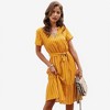 Anna-Kaci Women's V-Neck Short Sleeve Tiered Midi Dress with Waist Tie - 4 of 4
